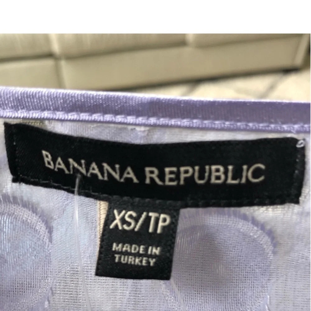 New Banana Republic Lilac lavender Polka-Dot Fringe Flutter short sleeve top - Picture 10 of 14